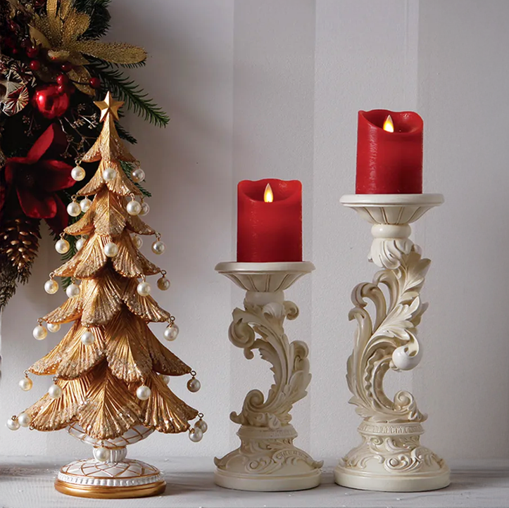 キャンドルホルダーホワイト|ピラー&テーパー2WAY|Sサイズ