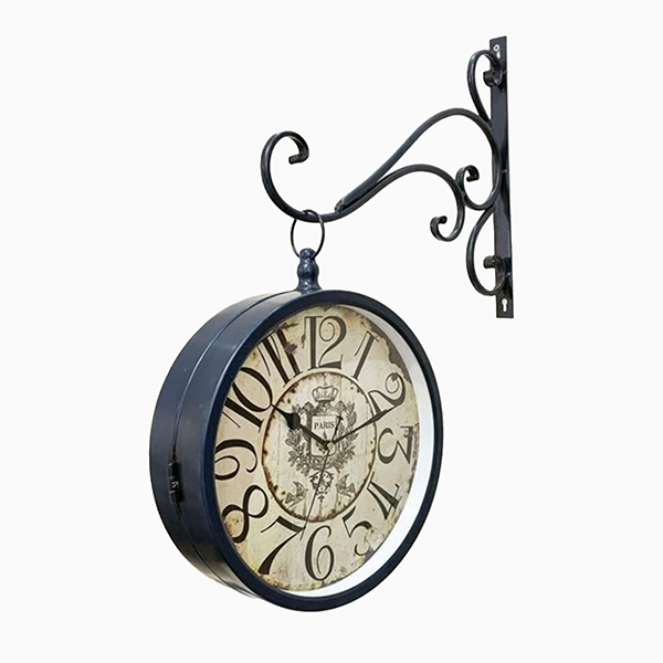 壁掛け両面時計|ヴィンテージ風インテリア・ブラックカラー – anji 壁掛け両面時計|ヴィンテージ風インテリア・ブラックカラー – anji