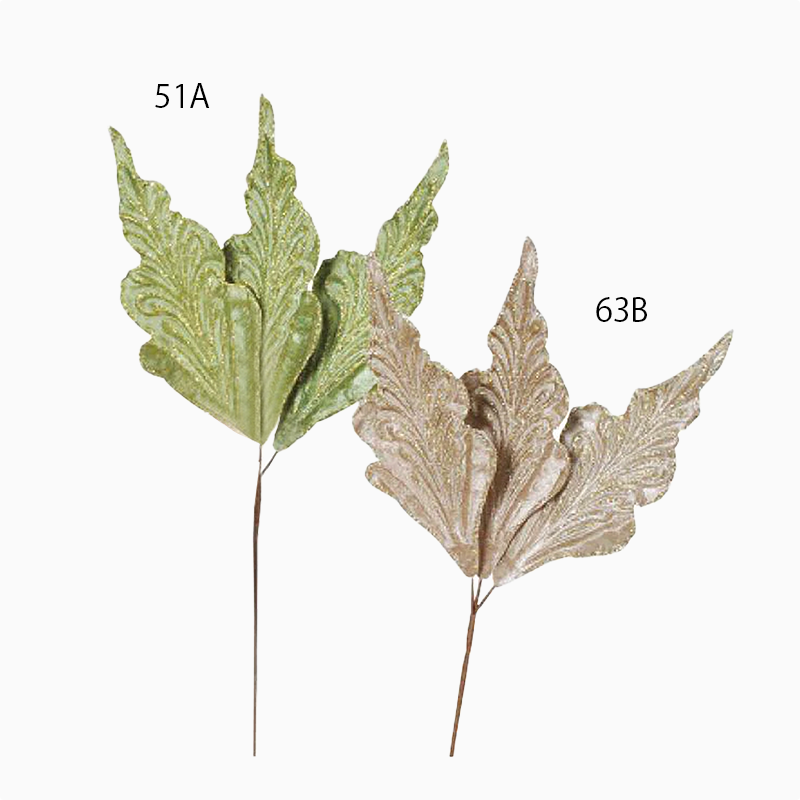 クリスマス リーフ 造花 ベルベット ピック アスカ