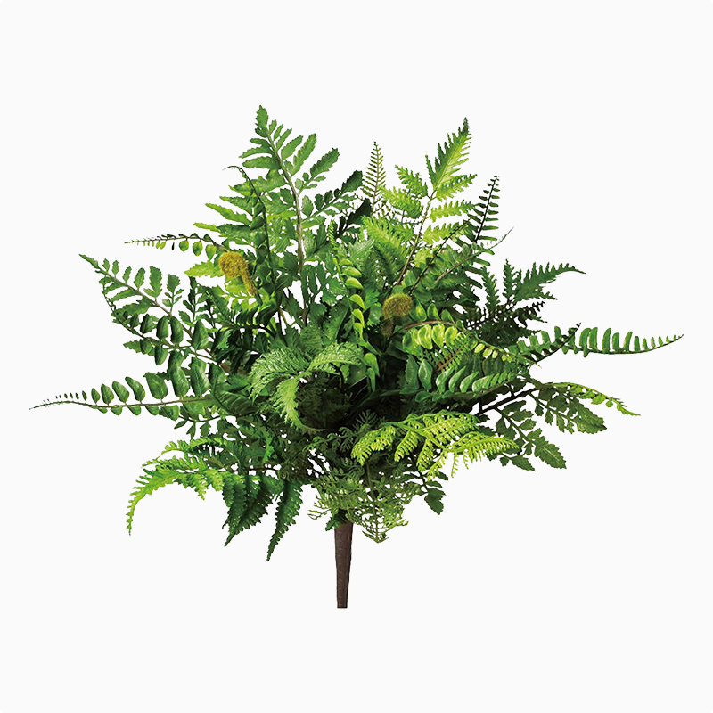 シダの葉がミックスされたブッシュ、アスカの造花。