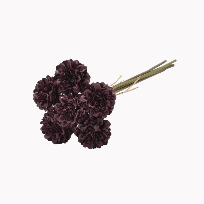 アスカの造花、ダークパープルの菊6本束。