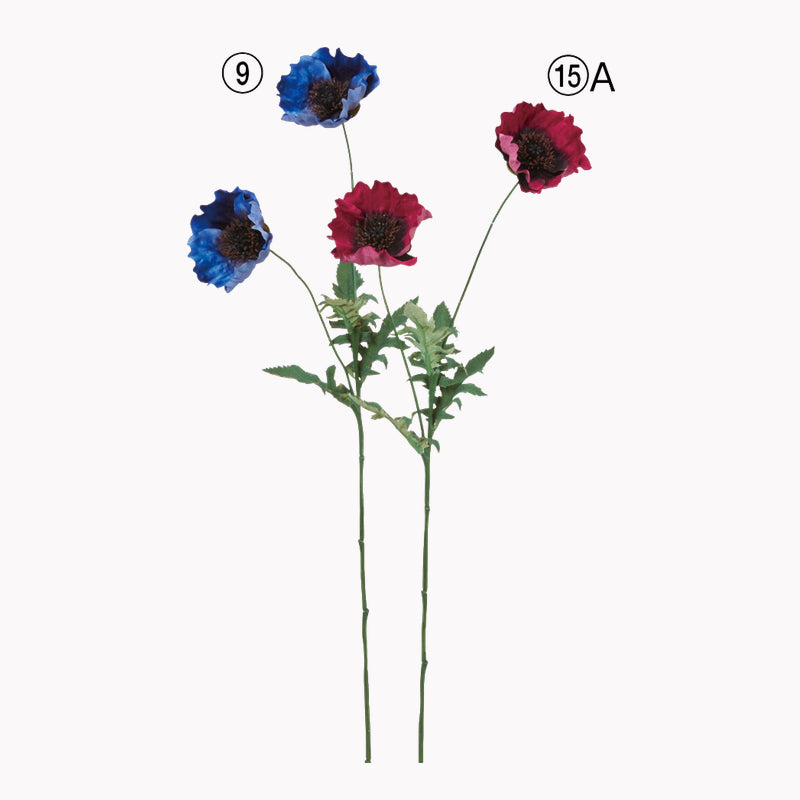 アスカの造花、ネイビーとワインカラーのポピー。