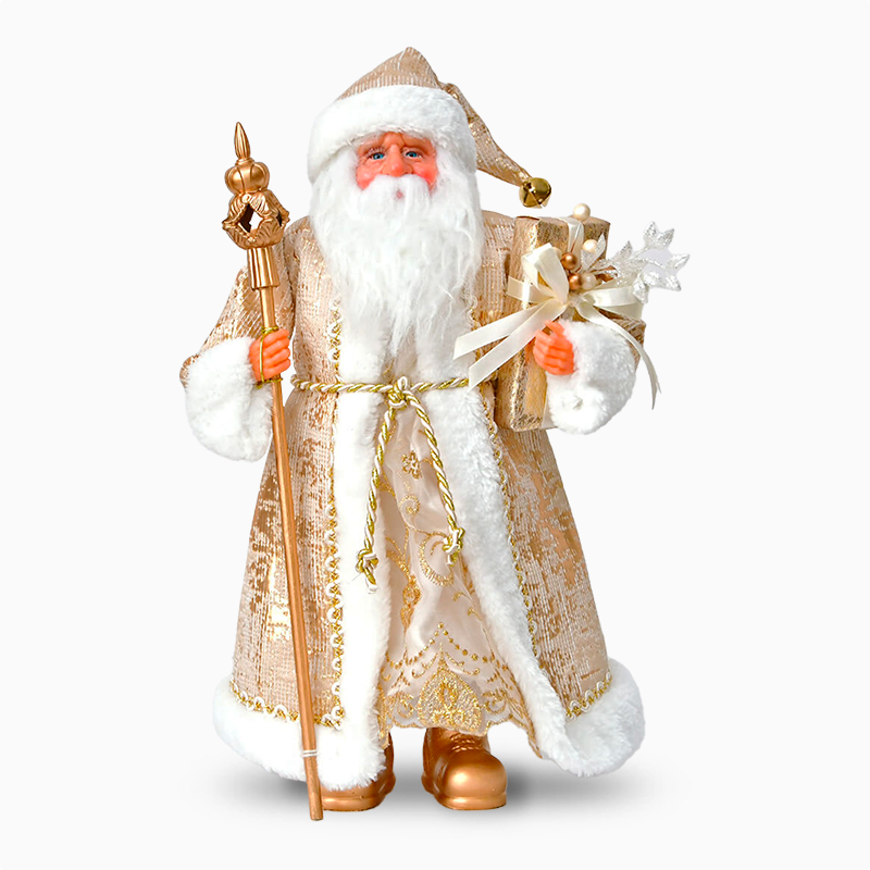 【USA】ヴィンテージ ホワイトコート サンタクロース置き物 サンタクロース|ゴールド&ホワイト – anji