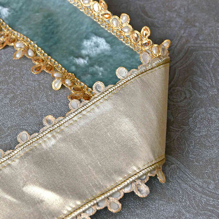 ビジューベルベットリボン｜ブルー（4.5m）