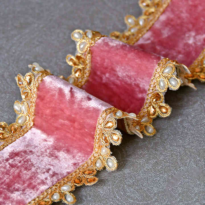 ビジューベルベットリボン｜ピンク（4.5m）