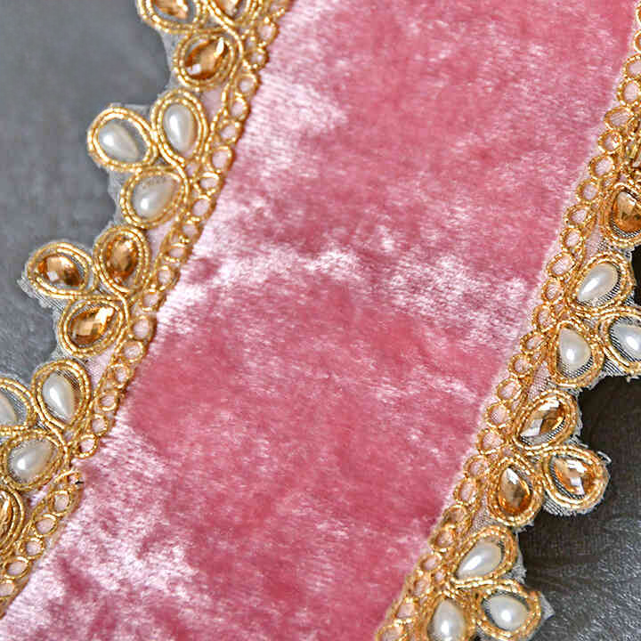 ビジューベルベットリボン｜ピンク（4.5m）