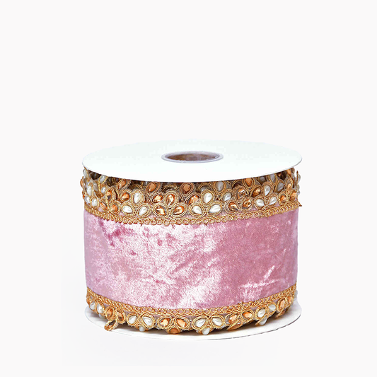 ビジューベルベットリボン｜ピンク（4.5m）