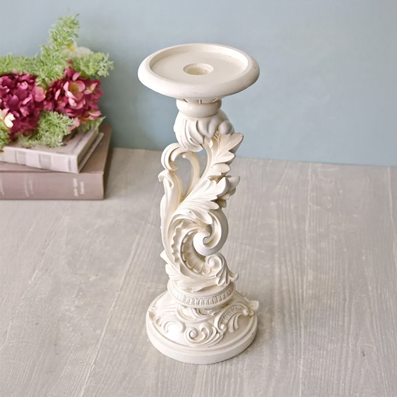 キャンドルホルダーホワイト｜ピラー＆テーパー２WAY｜Lサイズ