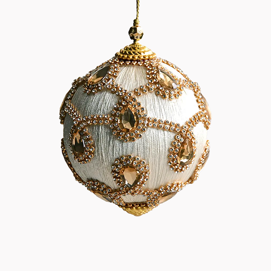 ジュエルボールオーナメント｜ホワイト｜10cm