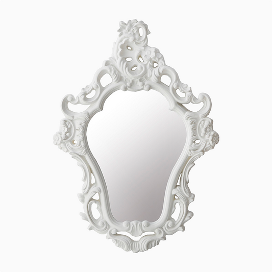 アンティーク　ミラー　鏡　ホワイトフレーム　ロココ調　姫系　大型　玄関　リビング　洗面台　白　ヨーロッパ　アラベスク