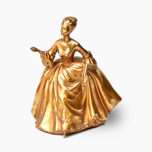 インテリア雑貨　女性置物　ゴールドドレス　アンティークインテリア　ディスプレイ　クリスマスオブジェ